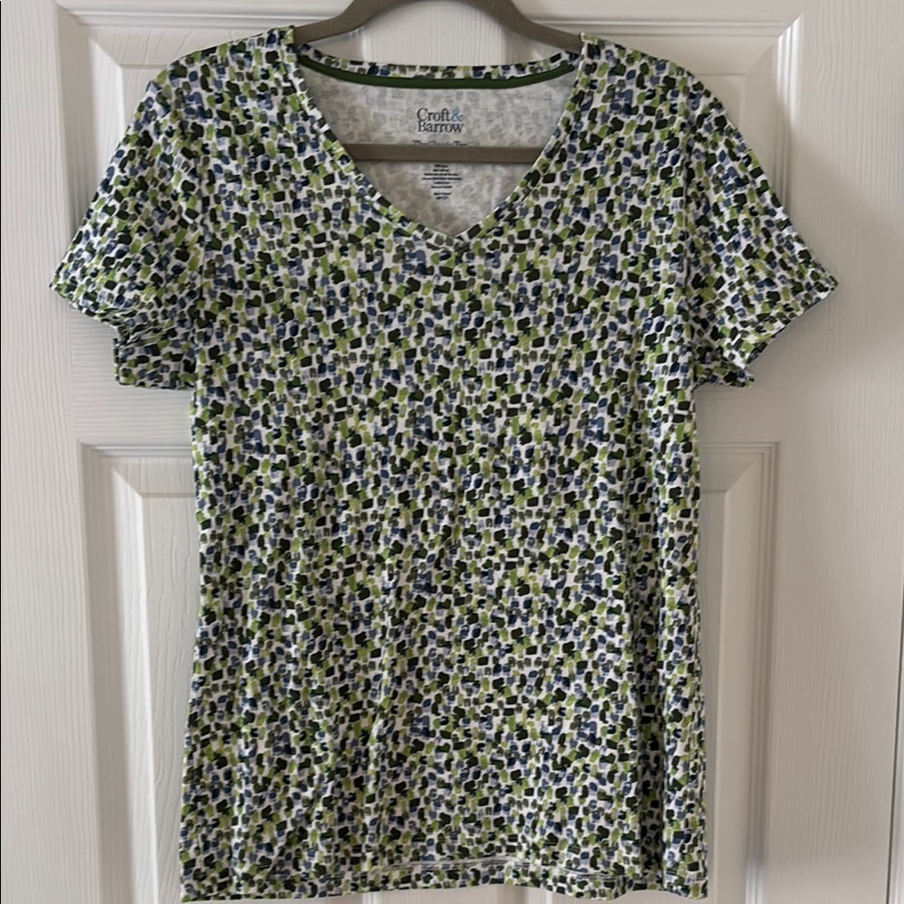Croft & Barrow Cream Fitted Short Sleeve T-Shirt